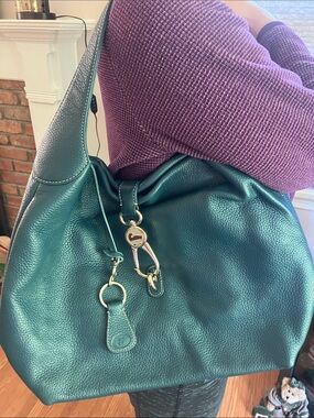 Dooney & Bourke Leather Hobo Shoulder Bag in Deep Teal